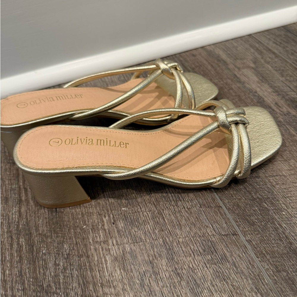 Olivia Miller Metallic Gold Heeled Sandals